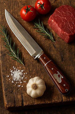 Faca Lâmina Aço Inox Cabo Em Aço E Bainha Luatek SLK-A113