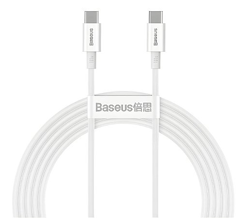 Cabo Turbo 100W USB-C P/ USB-C Superior Series 2 Metros Branco Baseus