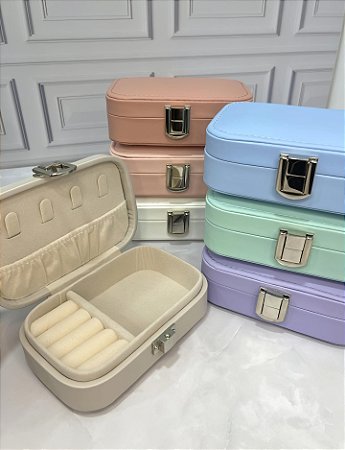 Mini Organizador Porta Jóias E Bijuterias Fecho Metal Portátil Para Viagem