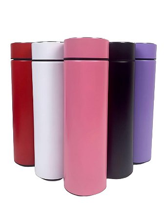 Garrafa Térmica À Vácuo Aço Inoxidável 500ml Visor Temperatura Basik Prime WU-082