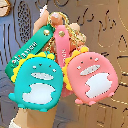 Chaveiro Porta Moedas Infantil Em Silicone Com Zíper Dinossauro