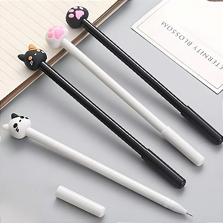Caneta Em Gel Gatinho Ponta Fina Kit com 4 Unidades