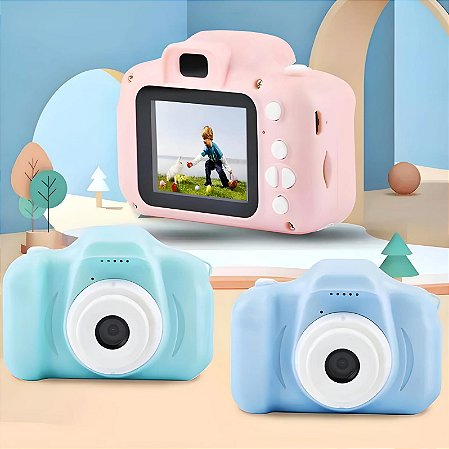 Câmera E Filmadora Digital Infantil Recarregável Com Entrada SD