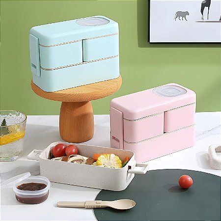 Marmita 4 Compartimentos Com Talheres E Trava Lateral Lunch Box 1050ml