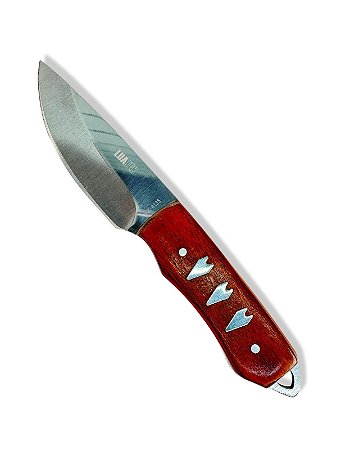 Faca Lâmina Aço Inox Cabo Madeira Com Bainha Luatek SLK-A135