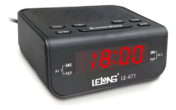 Rádio Com Relógio Alarme Display Digital Lelong LE-671