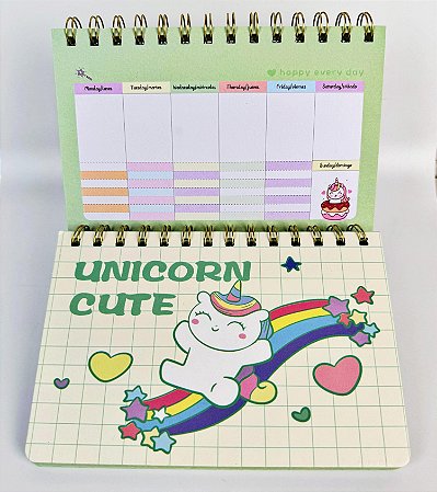 Planner Semanal Capa Dura 50 Folhas Unicórnio Cute SH-223