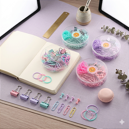Kit Office Clips E Alfinetes Para Escritório DF-0302