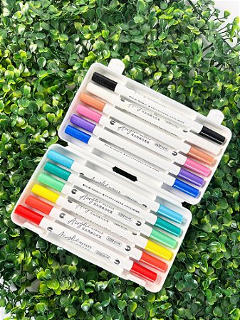 Caneta Tinta Acrílica Posca Kit Com 12 Cores JD-555B