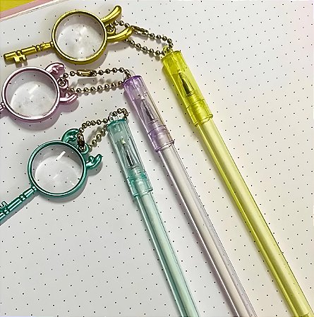 Caneta Em Gel Chave Coelho Ponta Fina Kit com 2 Unidades
