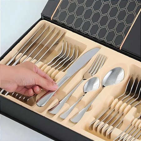 Conjunto De Talheres Polidos 24 Peças Aço Inox H'Maston DJ05