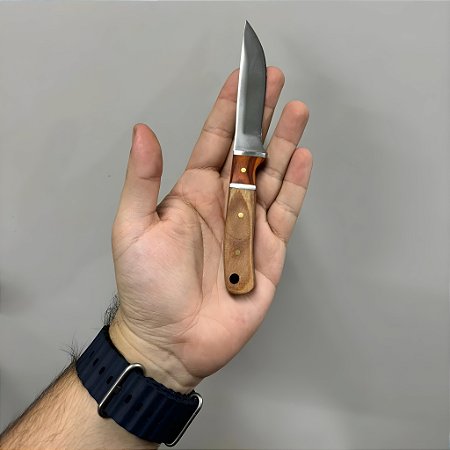 Faca Lâmina Aço Inox Cabo Madeira Com Bainha Luatek SLK-AF33