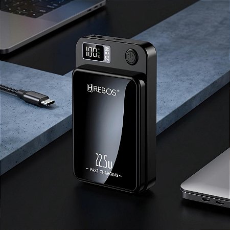 Carregador Portátil Power Bank Indução 10000mAh 22.5W Hrebos PB-933