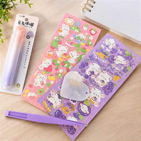 Adesivos Decorativos Kit 2 Folhas Com Pinça Para Scrapbook