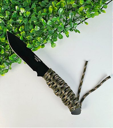 Faca Lâmina Aço Inoxidável Cabo Trançado Com Bainha Luatek SLK-A264