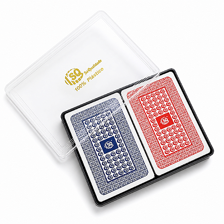 Kit Jogo De Baralho Plástico Lavável 54 Cartas SQ-3389