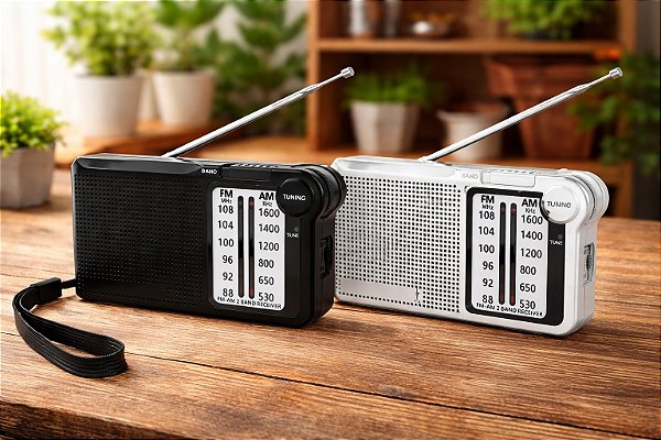 Mini Rádio Portátil AM FM Entrada P2 Recarregável Lelong LE-662