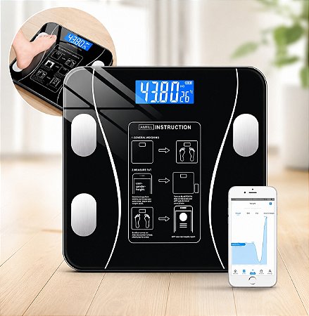 Balança Digital Inteligente Com Bioimpedância Bluetooth Até 180 kg