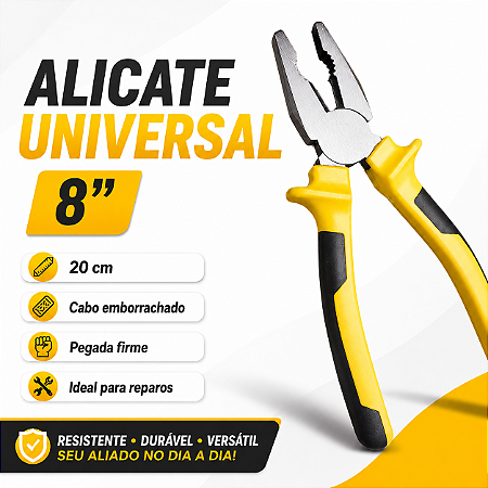 Alicate Universal 8” 20cm Cabo Emborrachado NavyTools 24004