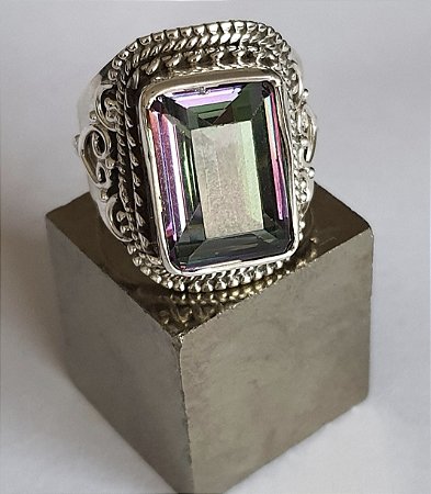 Anel pedra topázio místico tamanho 17