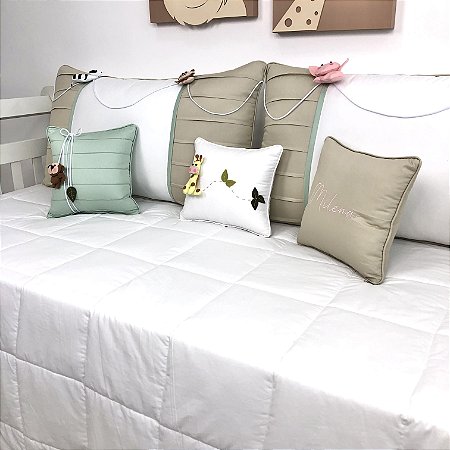 ENXOVAL DE CAMA BABÁ 6 PEÇAS 200 FIOS SAFARI MENINA (COM TODOS ENCHIMENTOS E ZIPER FLETCHER )