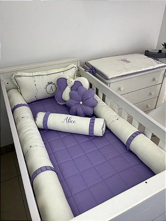 Kit de Berço 09 Peças 200 Fios Borboleta amiga