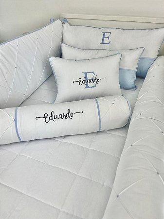 Kit de Berço 09 Peças 200 Eduardo Azul