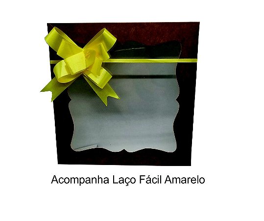 Caixa com visor Moldura 15x15x4 (cm) kraft - com laço fácil - 10 unid