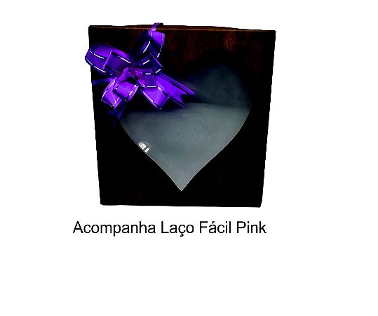 Caixa com visor Coração 15x15x4 (cm) kraft - com laço fácil - 10 unid