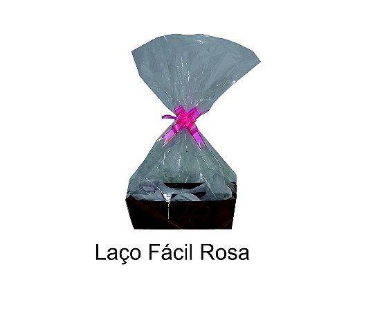 Cesta Kraft - 25x15x8 - 10 unidades - com laço+seda branca+celofane