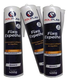 Kit 12 Fixa Espelho Branco- Poliplás