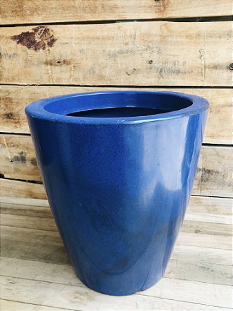 Vaso Coluna  Redonda Marmorizada c/ prato Azul