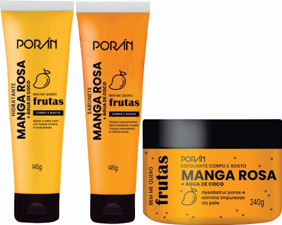 Kit Sabonete, Hidratante E Esfoliante - Manga Rosa - Porán