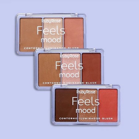 PALETA DE CONTORNO, ILUMINADOR E BLUSH FEELS MOOD