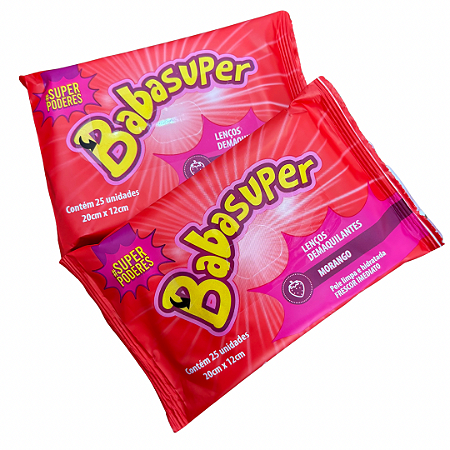 LENÇO DEMAQUILANTE BABASUPER MORANGO