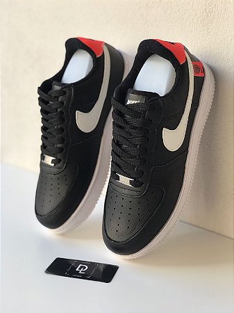 Nike Air Force 1 Preto/Vermelho - D'Luxo Calçados