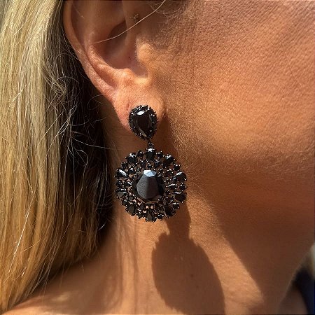 BRINCO FESTA REDONDO CRAVEJADO RODIO NEGRO