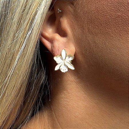 BRINCO MINI ORQUIDEA DESCONTRUIDA BRANCA