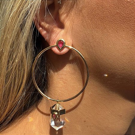 ARGOLA FRONTAL COM CRISTAL