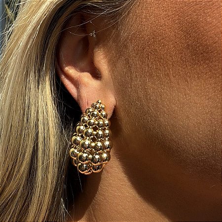 BRINCO MAXI GOTA PIPOCA DOURADO