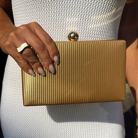 CLUTCH TECIDO OURO DOURADA