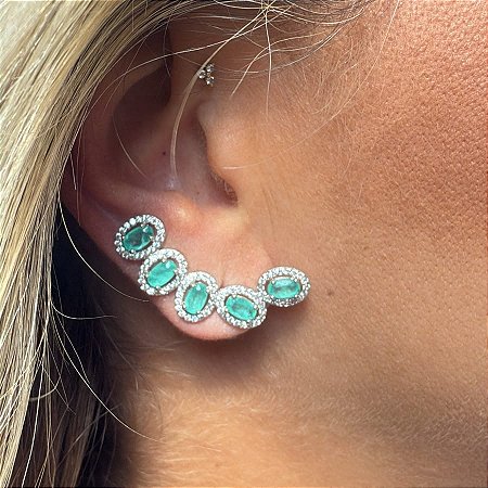 EARCUFF PEDRAS OVAIS TURMALINA