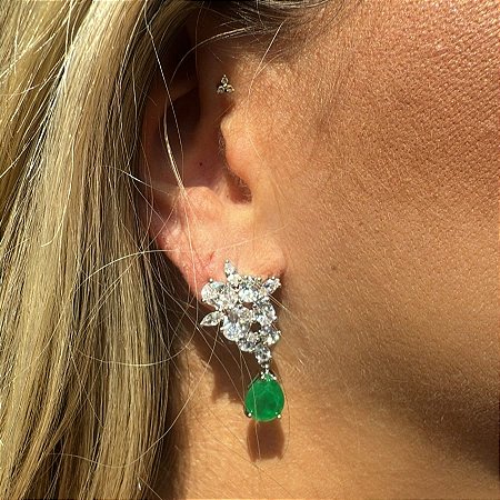 BRINCO FESTA BASE CRISTAL GOTA ESMERALDA
