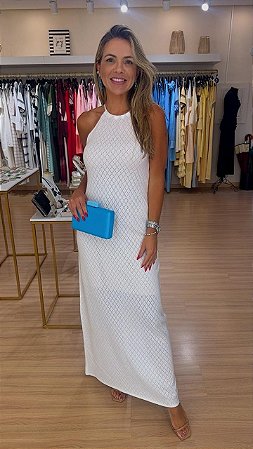 VESTIDO TRICOT METALASSE FRENTE UNICA BRANCO