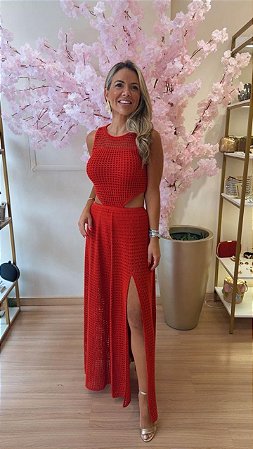 VESTIDO LUREX HOT PANT VERMELHO