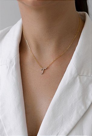 PRÉ VENDA - COLAR LETRA MANUSCRITO CRAVEJADO