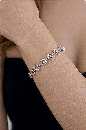 PULSEIRA MOISSANITE CORAÇÃO 2.0MM 0.03CT