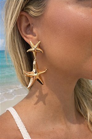 BRINCO DUAS ESTRELA DO MAR ORGANICO DOURADO