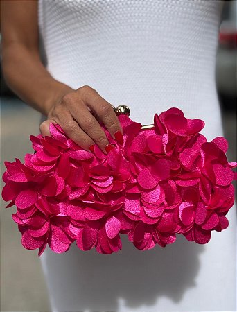 BOLSA PETALAS FLOR FECHO CARTEIRA PINK