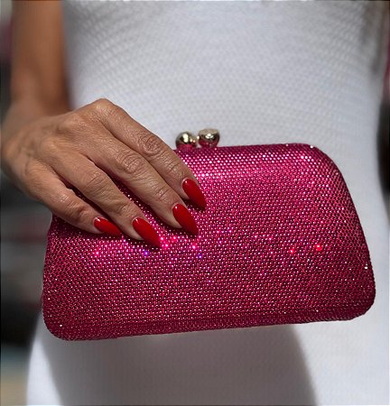 CLUTCH MINI BRILHOS ARREDONDADA PINK